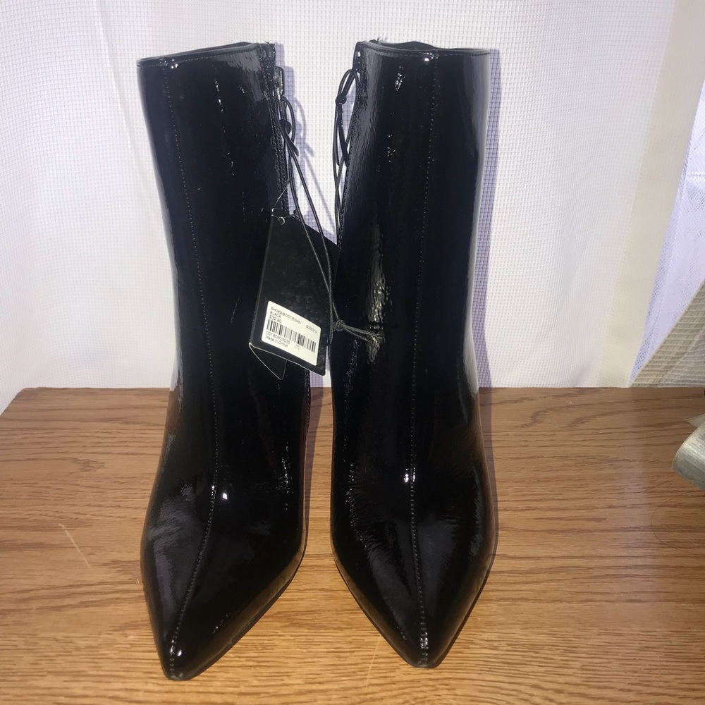 Forever 21 stiletto boots black faux leather 7
